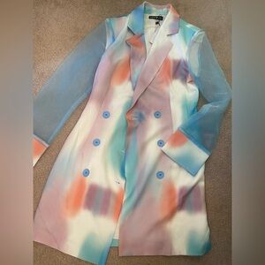 Never Worn Colorful Double-Breasted Sheer Blazer Dress Size XS but will fit S